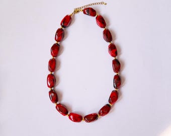 Chunky Marbled Bead Necklace, Bold Acrylic Statement Choker, Colorful Maximalist Necklace, Retro Chic Layering Jewelry, Gift for Her