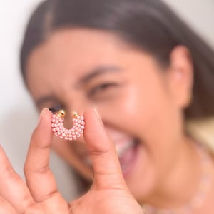 Bold Earcuff Colores, Trendy Beaded Earcuff No Piercing, Gold Plated Earcuffs, Chunky Earcuff, Handmade Earcuff