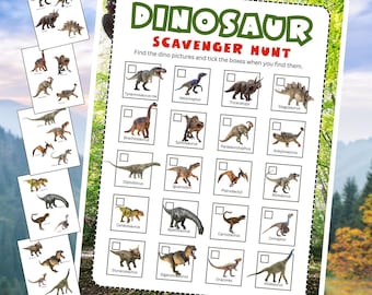 Dinosaur Scavenger Hunt | Printable Birthday Party Game (Digital)