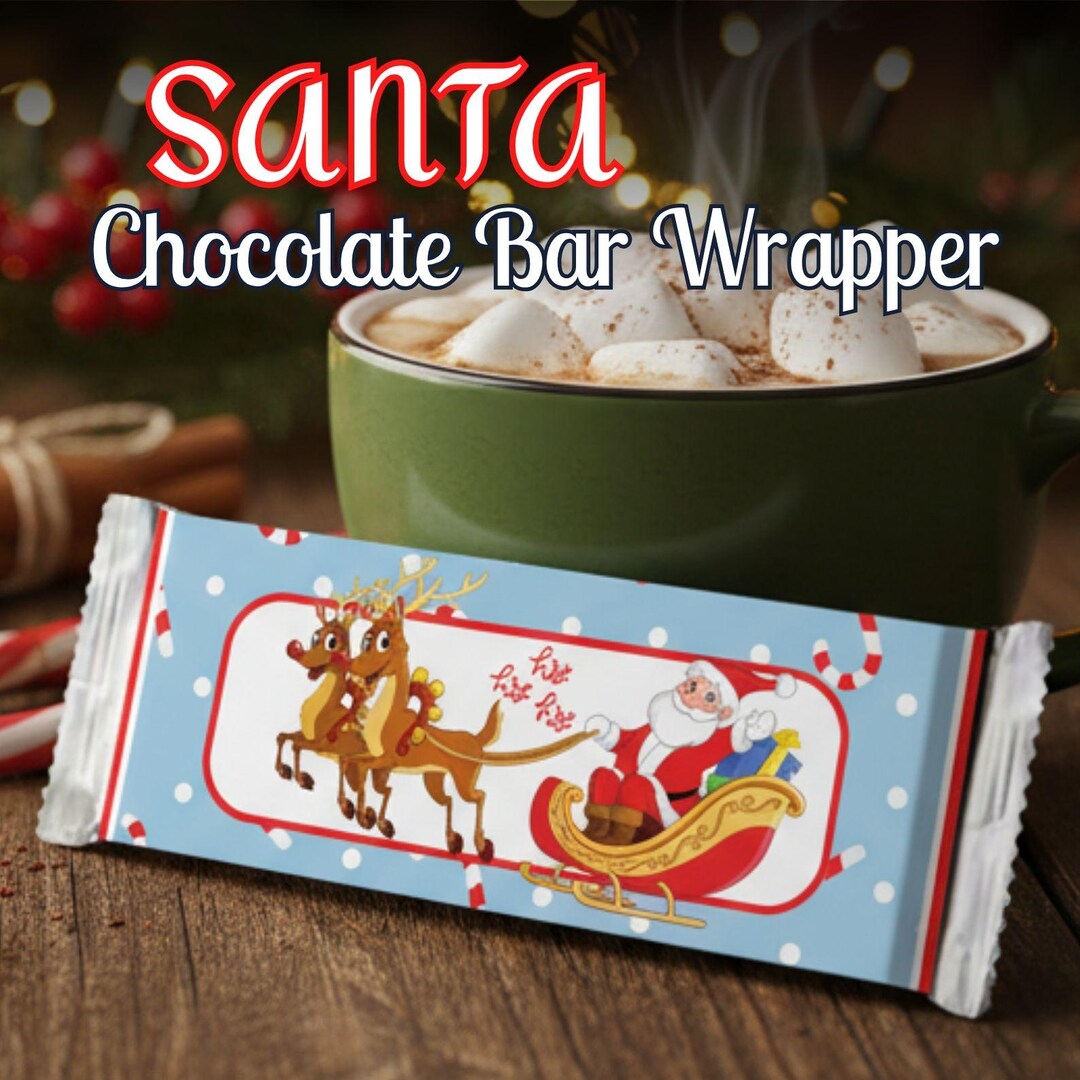 Gift Raper Santa Santa's Sleigh Candy Bar Wrapper | Christmas Printable (PDF) - Etsy