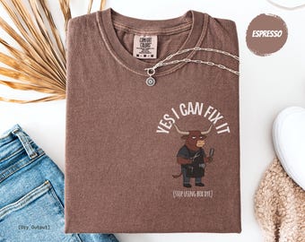 Hairstylist Gift: Yes I Can Fix It | Funny Hairdresser Shirt & Sarcastic Cosmetology Tee