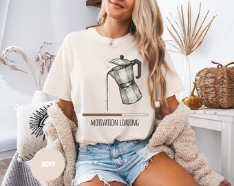 Funny Coffee Loading Shirt: Moka Pot Tee | Sarcastic Developer Gift & WFH Office Humor