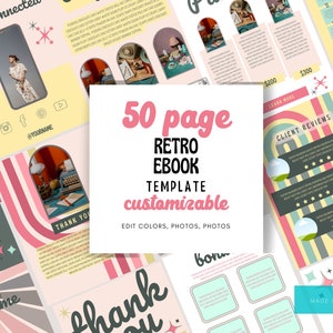 Pastel Retro ebook template Canva, ebook PDF, ebook marketing, Canva ebook template,  workbook template, workbook template canva,