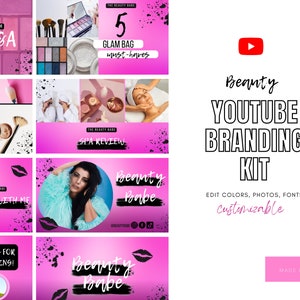 Youtube Branding Kit for Beauty Influencer, Youtube Thumbnail, Youtube Intro, Youtube Banner, Youtube Branding, Youtube Channel Kit