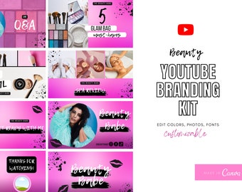 Youtube Branding Kit for Beauty Influencer, Youtube Thumbnail, Youtube Intro, Youtube Banner, Youtube Branding, Youtube Channel Kit