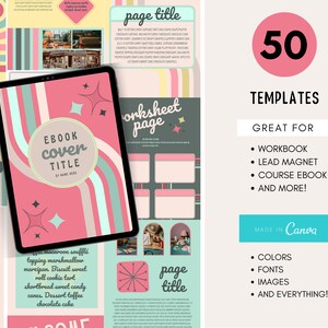 Pastel Retro ebook template Canva, ebook PDF, ebook marketing, Canva ebook template,  workbook template, workbook template canva,