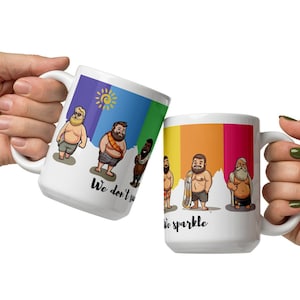 Cute Gay Bear Mug | Bear Pride Coffee Mug | Summer Beach Fun Mug | LQBTQ Cup With Rainbow Flag | Gift for LGBTQ Friend | Funny Quote