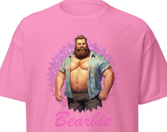 Gay Bear T-Shirt | Bearbie Shirt | Bear Pride Outfit | Gay Pride Bear Shirt | Pink Glitter Bear Ken | Muscle Bear | Gift for Bear Friend