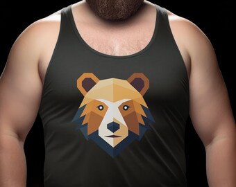 Gay Bear Tank Top | Bear Head Shirt | Gay Pride Bear Pride Outfit | Bear Brotherhood Flag Color | Subtle Gay Bear Design | LGBTQ Bear Gift