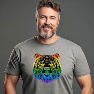 Gay Bear T-Shirt | Rainbow Glow Bear Design | Bear Pride Outfit | Gay Pride Bear Shirt | LQBTQ Tee Rainbow Flag | Gift for LGBTQ Bear Friend