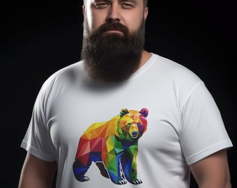 Gay Bear T-Shirt | Rainbow Prism Bear Design | Bear Pride Outfit | Gay Pride Bear Shirt | LQBTQ Tee Bear Flag | Gift for LGBTQ Bear Friend