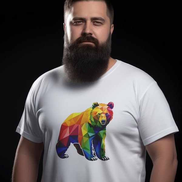 Gay Bear T-Shirt | Rainbow Prism Bear Design | Bear Pride Outfit | Gay Pride Bear Shirt | LQBTQ Tee Bear Flag | Gift for LGBTQ Bear Friend