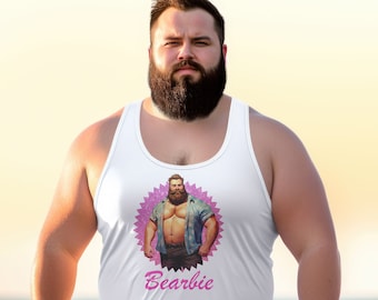 Gay Bear Tank Top | Bearbie Shirt | Bear Pride Outfit | Gay Pride Bear Tank Top | Pink Glitter Bear Ken | Muscle Bear | Gift for Bear Friend