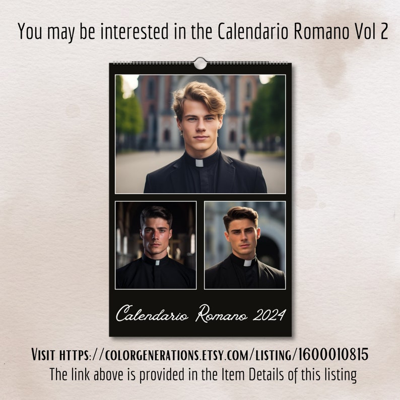 Calendario Romano Wall Calendar 2024 Hot Priest Calendar Etsy