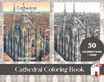 50 paginabundel kathedraal volwassen kleurboek kerkgebouw kleurplaat architectuur kleurplaat wereld stadsgezicht direct downloaden