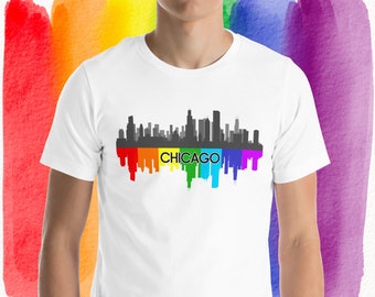 Chicago Gay Pride Shirt | Gay Chicago Skyline Shirt | Chicago Gay Bear Shirt | LGBTQ T-Shirt | Gay Bear Pride Shirt | Rainbow City Shirt