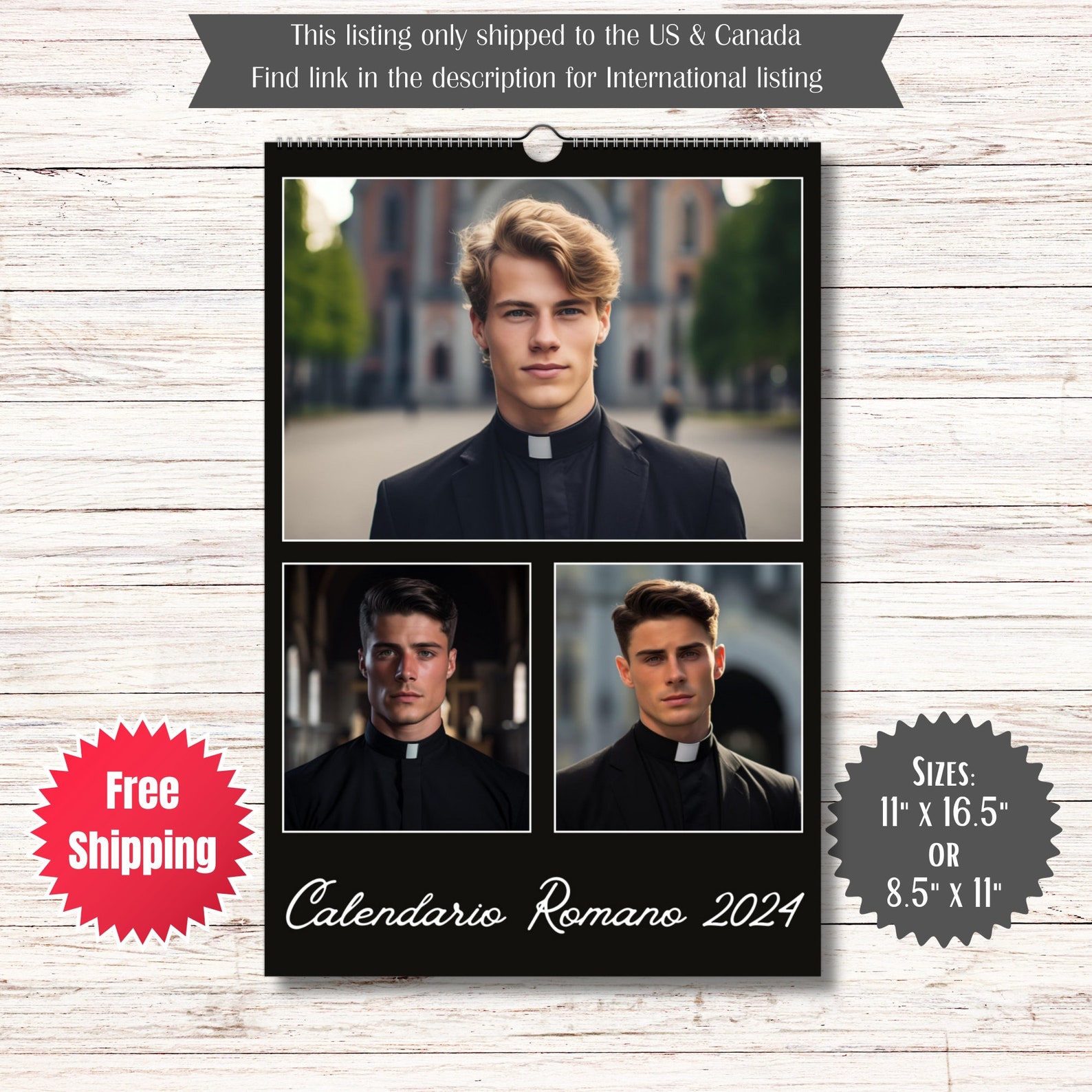 Calendario Romano Wall Calendar 2024 V2 Hot Priest Calendar Handsome
