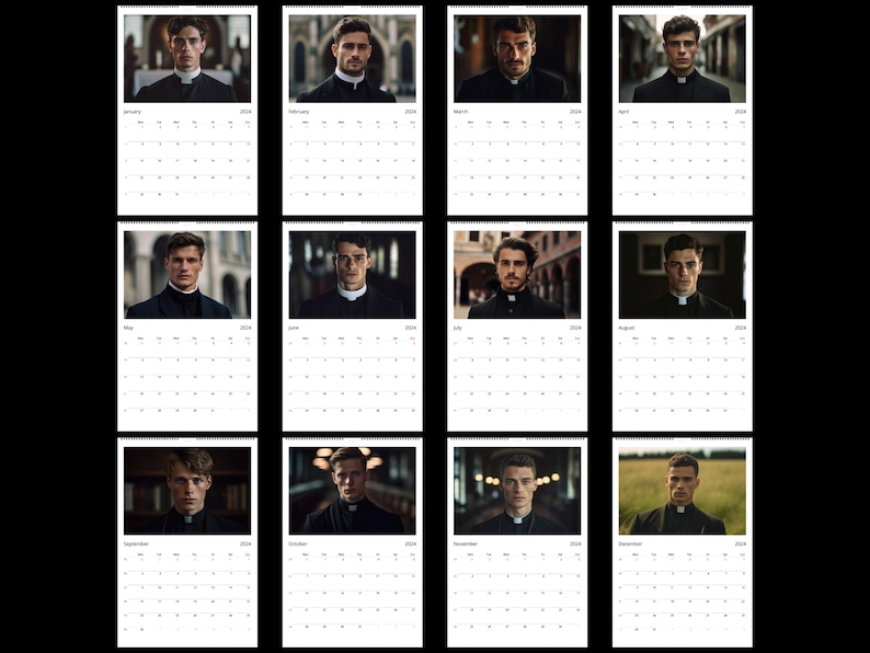 Calendario Romano Wall Calendar 2025 Hot Priest Calendar Etsy UK