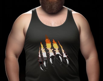 Gay Bear Tank Top | Bear Claw Scratch Shirt | Gay Pride Bear Pride Outfit | Bear Brotherhood Flag Color | Gift for LGBTQ Bear Friend