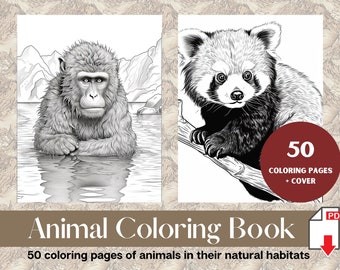 50 Page Bundle Of Relaxing Animal Coloring Book Animal Coloring Sheet For Children Teens Adults Coloring Page Instant Download Printable PDF