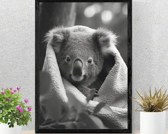 Black and White Koala Bear Baby Animal Print for Nursery Print of Baby Koala Bear Wall Art Baby Decor Kids Art Animal Poster Nursery