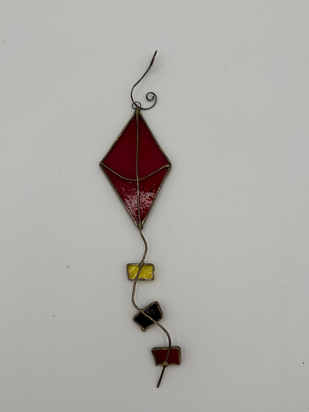 Stained Glass Kite Suncatcher in Red Yellow and Green Etsy