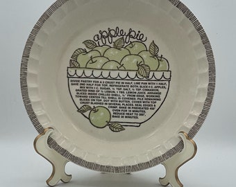 Royal China Company Vintage Apple Pie Recipe 11'Ceramic Baker Dish Plate Server