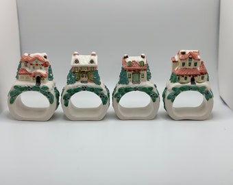 Pfaltzgraff Winterberry Ceramic Napkin Rings Vintage 2002