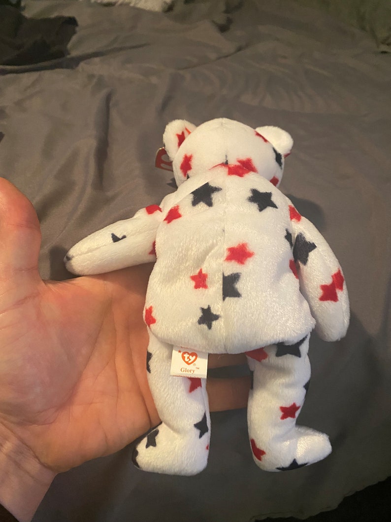 TY Original Beanie Baby Glory, Rare Retired Glory Beanie Teddy With