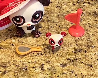 Panda and Baby Panda Littlest Pet Shop with accessories
