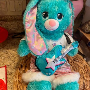 Build A Bear Ocean Bunny with outfit and guitar