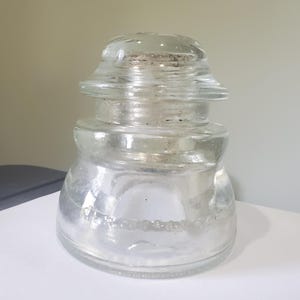 Vintage Hemingray Clear Glass Insulator Some Small Chips Free Shipping