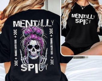 Mentally Spicy Skull PNG Bundle, Sarcastic Dark Humor Design (POD Download)
