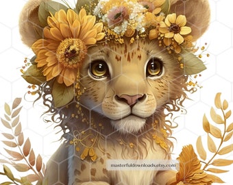 Clip Art Lion Cub afdrukbare clipartafbeelding direct digitaal downloadontwerp