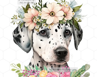 Clip Art bloemen hond afdrukbare clipartafbeelding Instant digitale download ontwerpbestanden