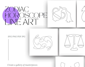 Horoscoop Dierenriem Zeer Fijne Tekeningen Minimalistische Tekenen Clipart-ontwerpen