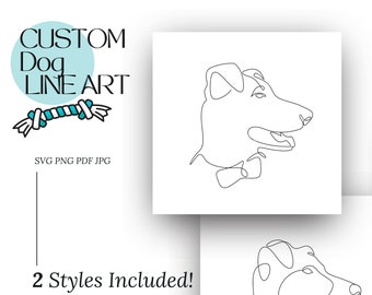 Retrato de mascota minimalista con arte lineal personalizado, descarga digital