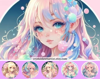 Dromerige anime betoverende elegantie Digitale downloadontwerpen