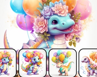 Leuk pakket dino-dinosaurusfeest clipart (afdrukbaar)
