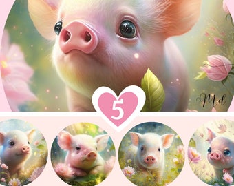 Clipart 5 Schweine druckbare Clipart Designs Sofortiger digitaler Download Bilder