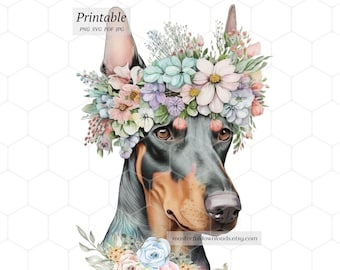 Clip Art Dobermann hond digitale clipart ontwerp afdrukbare Instant Download afbeeldingsbestanden