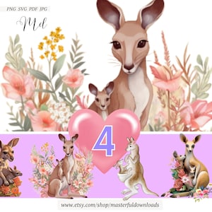 4 Mutter & Baby Känguru Clipart Bilder Sofortiger digitaler Download Design