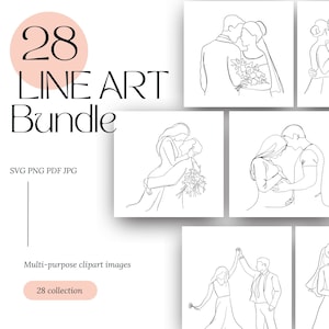 Pacchetto Line Art per sposi e immagini di download digitale istantaneo stampabili di gravidanza