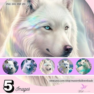5 SELTENE Wolf digitale Designs Instant Download druckbare Designbilder