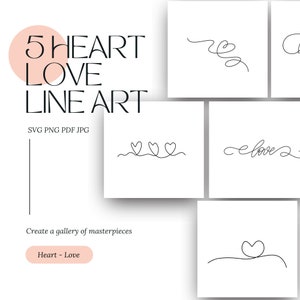 Herz Liebe Linie Kunst Valentinstag minimalistische druckbare digitaler Download Designs
