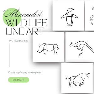 Dessin au trait animaux minimalistes Clipart imprimable numérique Images de la vie sauvage Téléchargement instantané des dessins et modèles