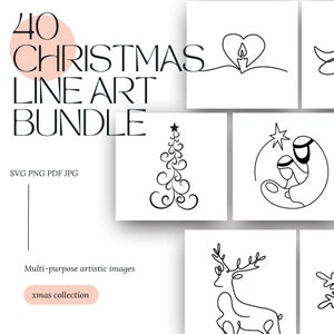 Urlaub Line Art Bundle 40 Weihnachten Sofort Download Digitalbilder für kommerzielle Nutzung