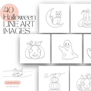 Fall Halloween Holiday Line Art Bundle Printable Clipart Images Instant Digital Download 40 Designs