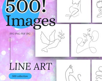 Megapaquete de ilustraciones minimalistas de arte lineal (descarga digital)