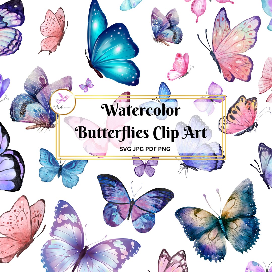 Printable Summer Butterflies Clipart Bundle Instant Digital Download